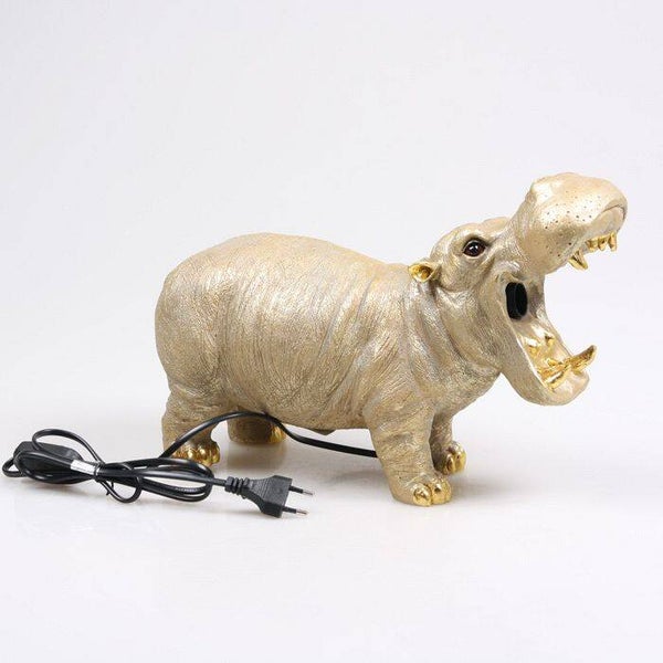 Lamp | Nijlpaard | Goud | Polyresin | 37,5x15x25cm