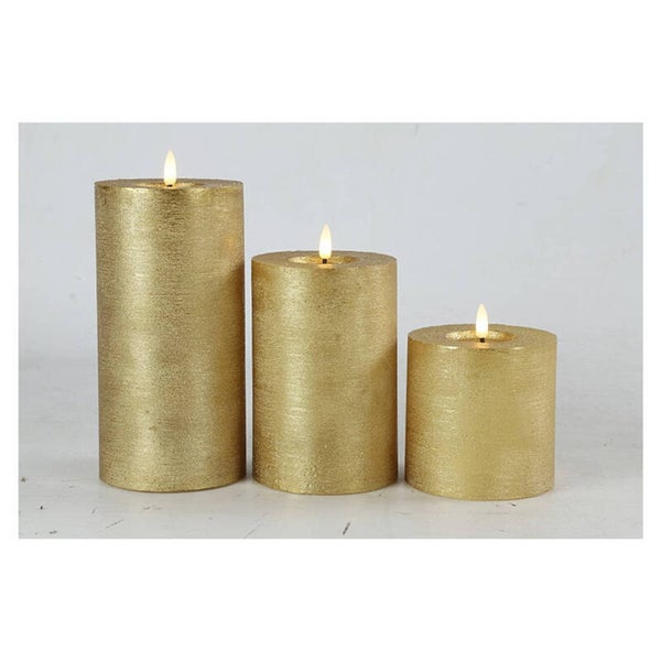 Ledkaars | Stompkaars | Goud | Brede Ledkaarsen | Countryfield | Wax | 10cm | 3 Hoogtes