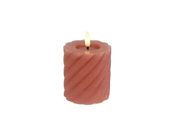 Led stompkaars twirly Ø 7,5cm roze