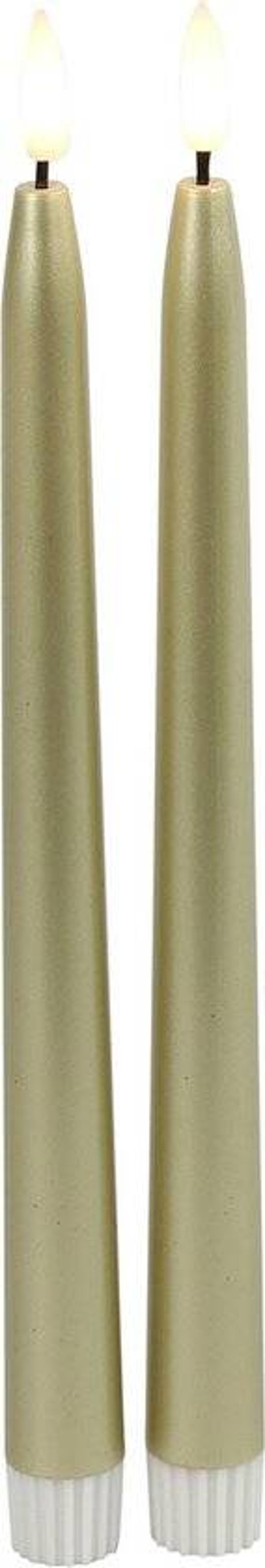 LED kaars | Dinerkaars | Goud | Gothisch | Lang | 28cm | Wax | Countryfield | 2 stuks met afstandsbediening