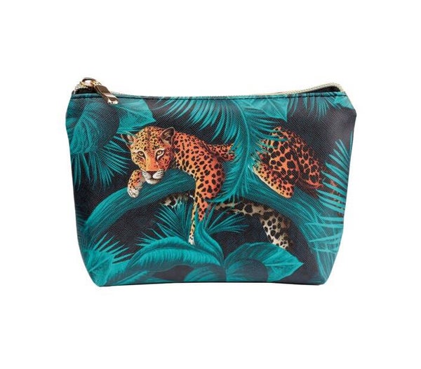 Make-up tasje / klein toilettasje panter in boom