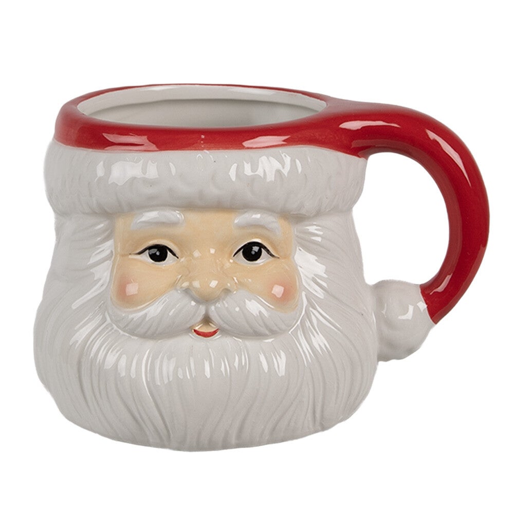 Mok | Kerstmok | Kerstman | Santa | Rood | Wit | Clayre & Eef | 400ml | 14x11x9cm