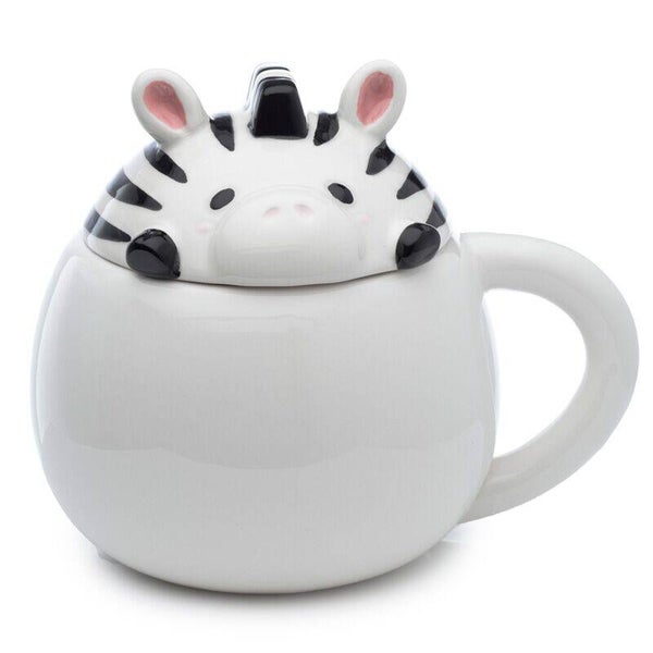 Zebra Mok met Deksel – 450 ml Keramiek