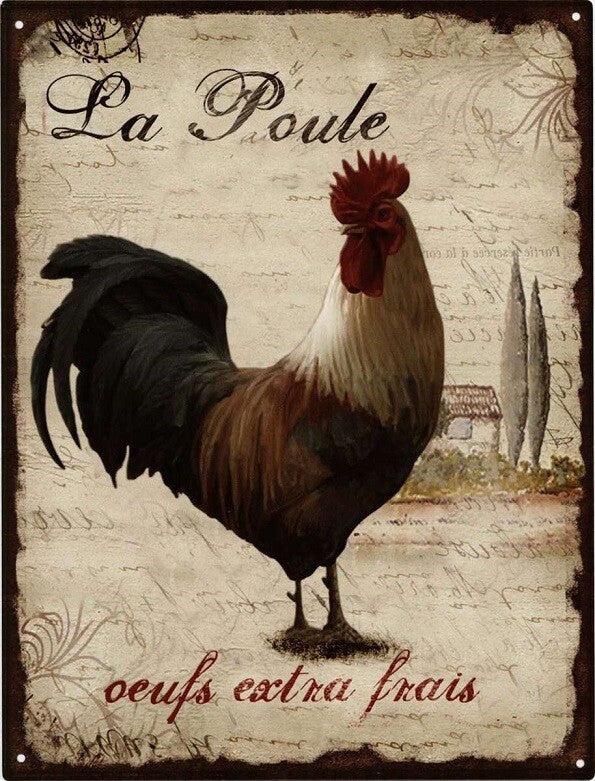 Wandplaat | Kip | Metaal | 25x33cm