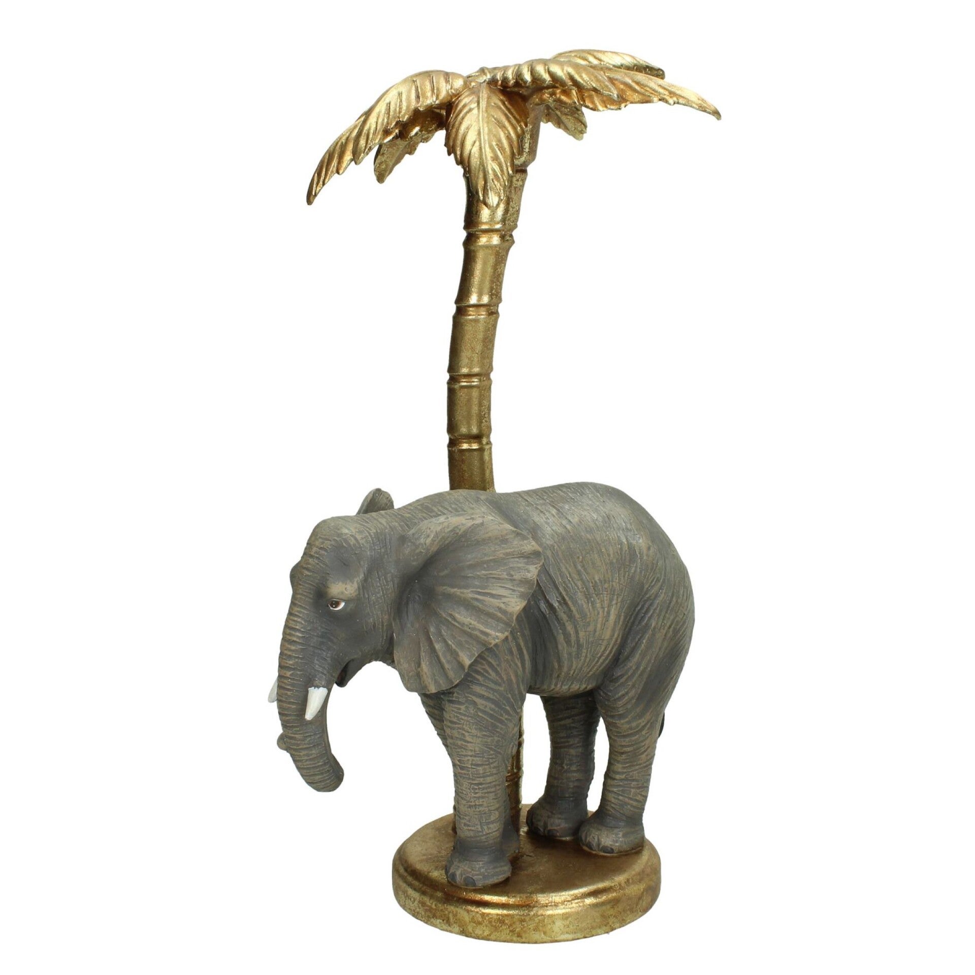 Kandelaar olifant & palmboom goud