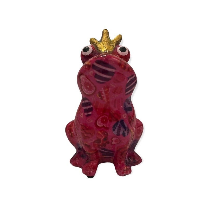 Decoratieve brilhouder kikker Theo in rood met hartjes (beezzy hearts violetred)