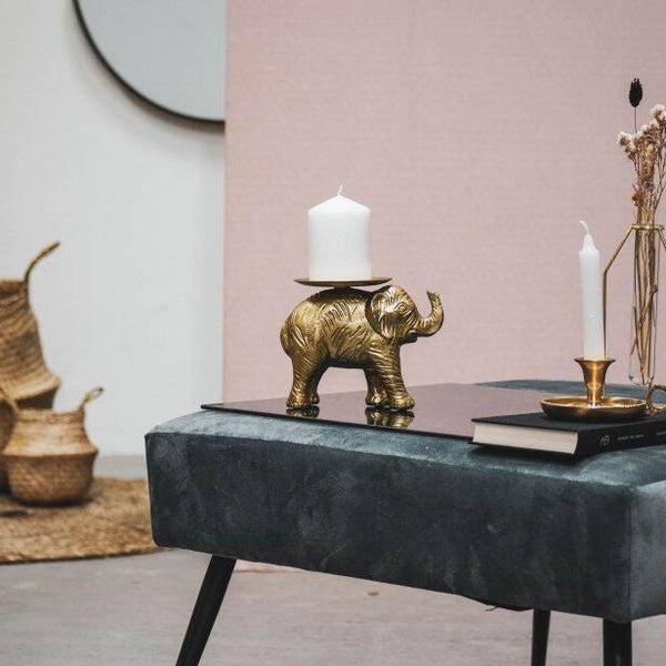Kaarshouder olifant goud