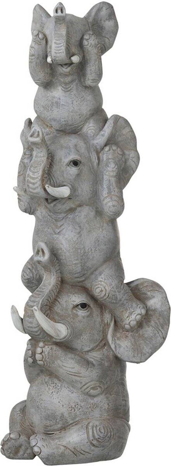 Beeld | Olifanten | Horen zien & zwijgen | Grijs | J-line | Polyresin | 10x10x32cm