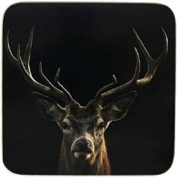 Onderzetters | Hert | Rendier | Mars & More | Zwart | Bruin | Vierkant | 10x10cm | 6 stuks