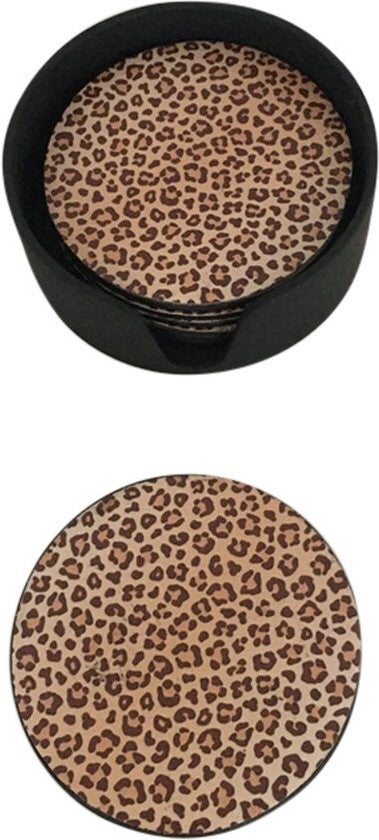 Onderzetters | Luipaardprint | Rond | 11,5cm | PU-leer