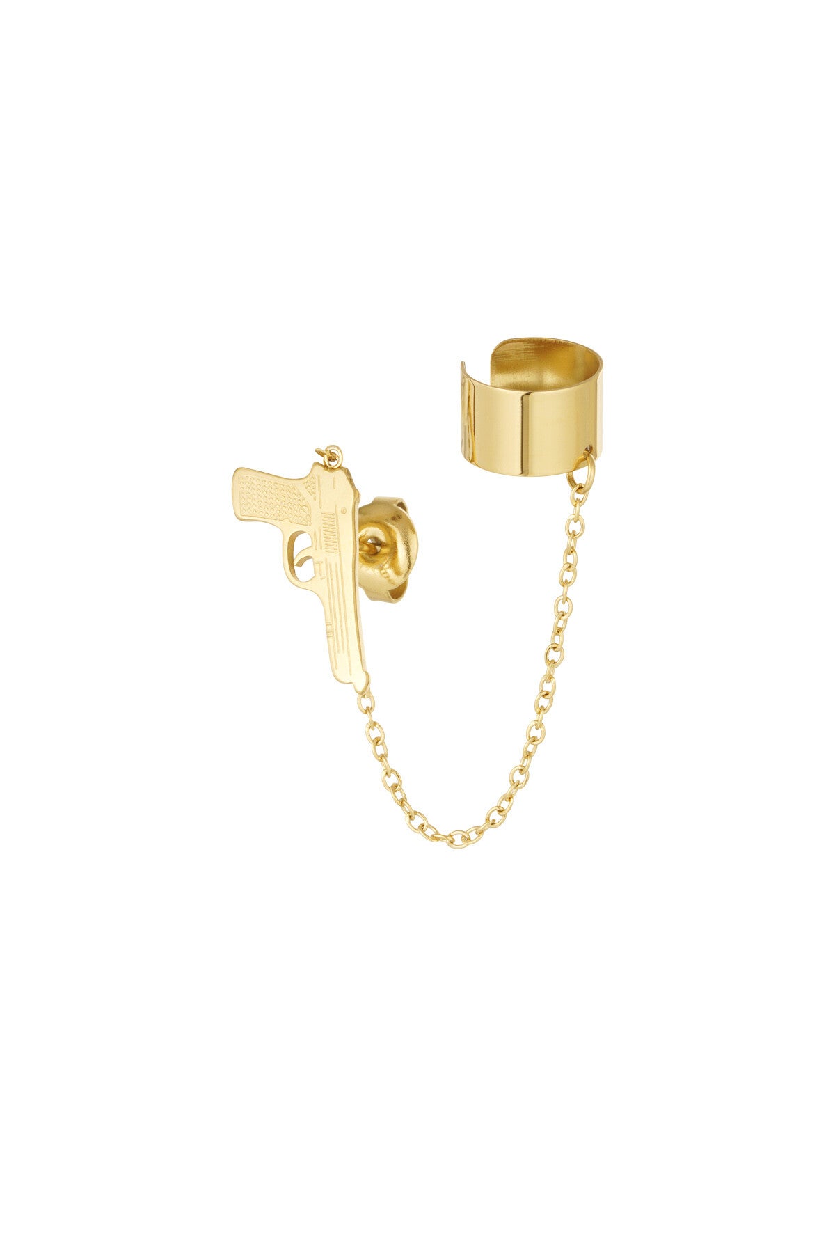 Gouden Ear Cuff met Pistool Design – Stainless Steel | 7,2 cm