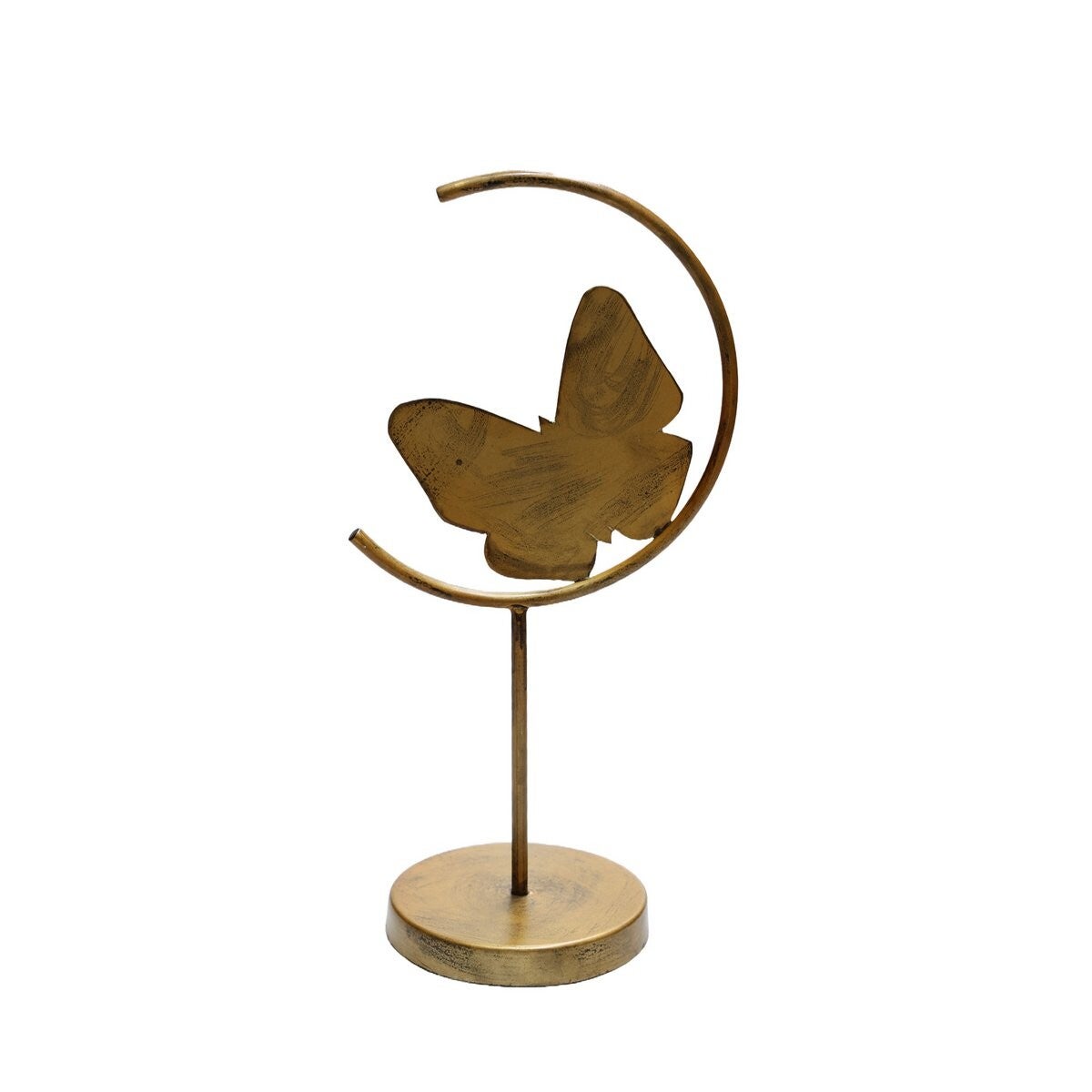🦋 Vase The World Vlinder Beeld – Metalen Sculptuur in Aged Brass (Oud Goud) | 15x10x30cm