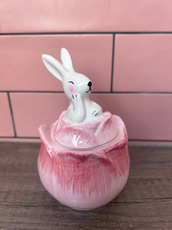 Voorraadpot Konijn Roze – Stijlvolle Opberger voor Pasen! 🐰🌸
