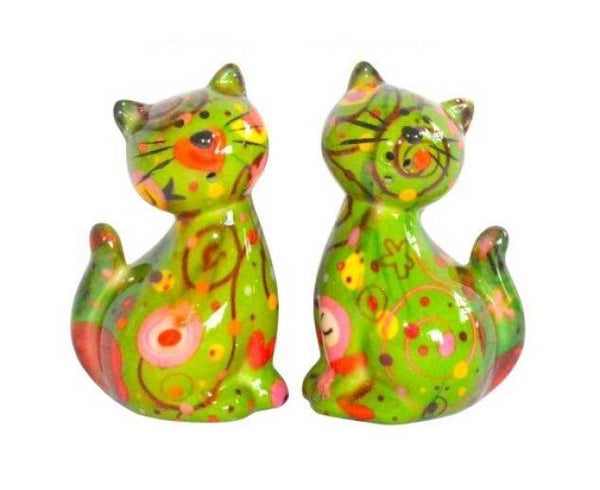 Katten Peper- en Zoutstel Groen – Vrolijke Woondecoratie van Keramiek
