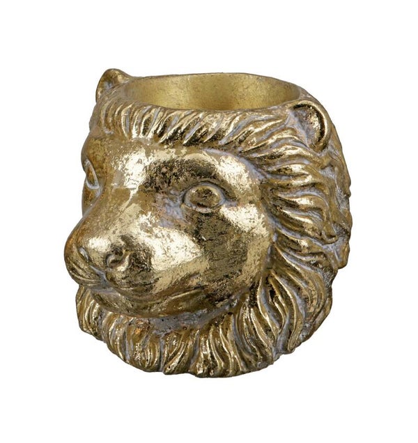 Bloempot | Leeuw | Safari | Goud | Antiek | Cement | 12x10,5x10,7cm