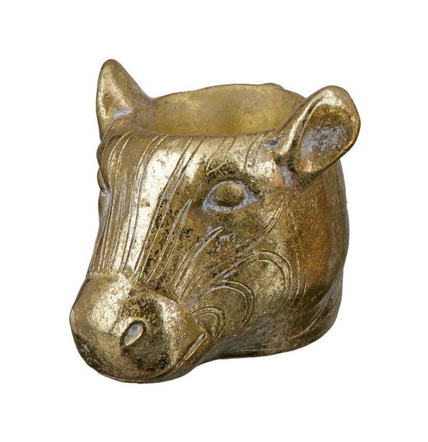 Bloempot | Zebra | Safari | Goud | Cement | 12x10,5x10,7cm