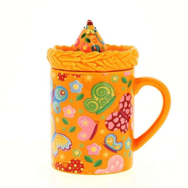 Pomme Pidou Mok Matilda - Oranje Keramische Beker met Deksel