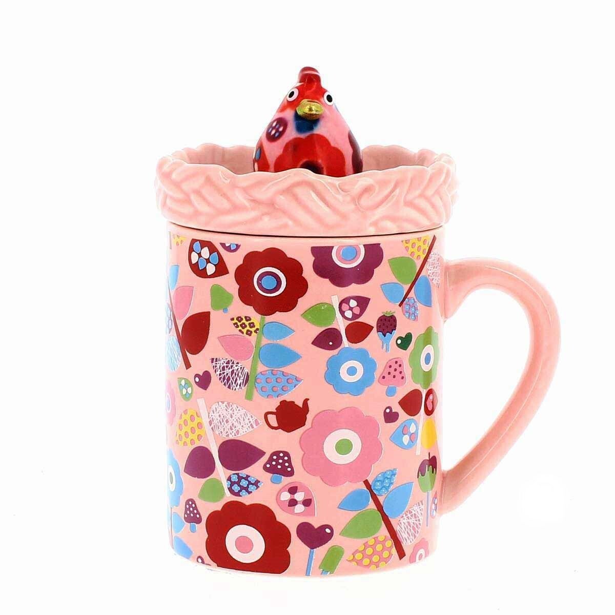 Pomme Pidou Mok Matilda - Roze Keramische Beker met Deksel