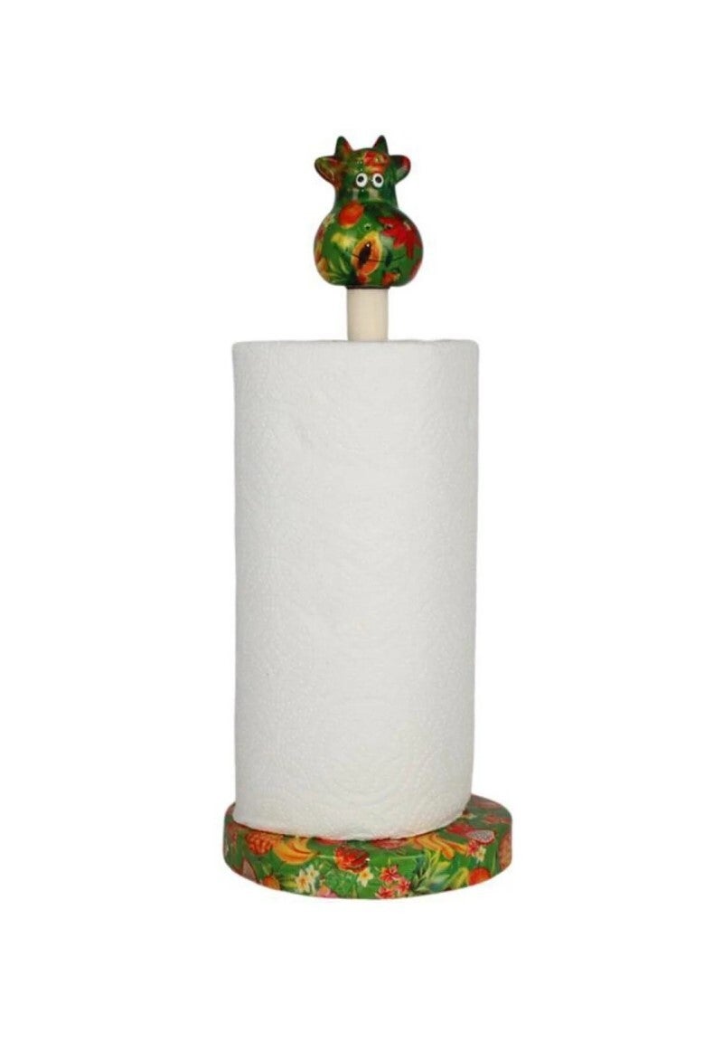 Keukenrolhouder koe Bella in groen met tropisch fruit (copa cabana green)