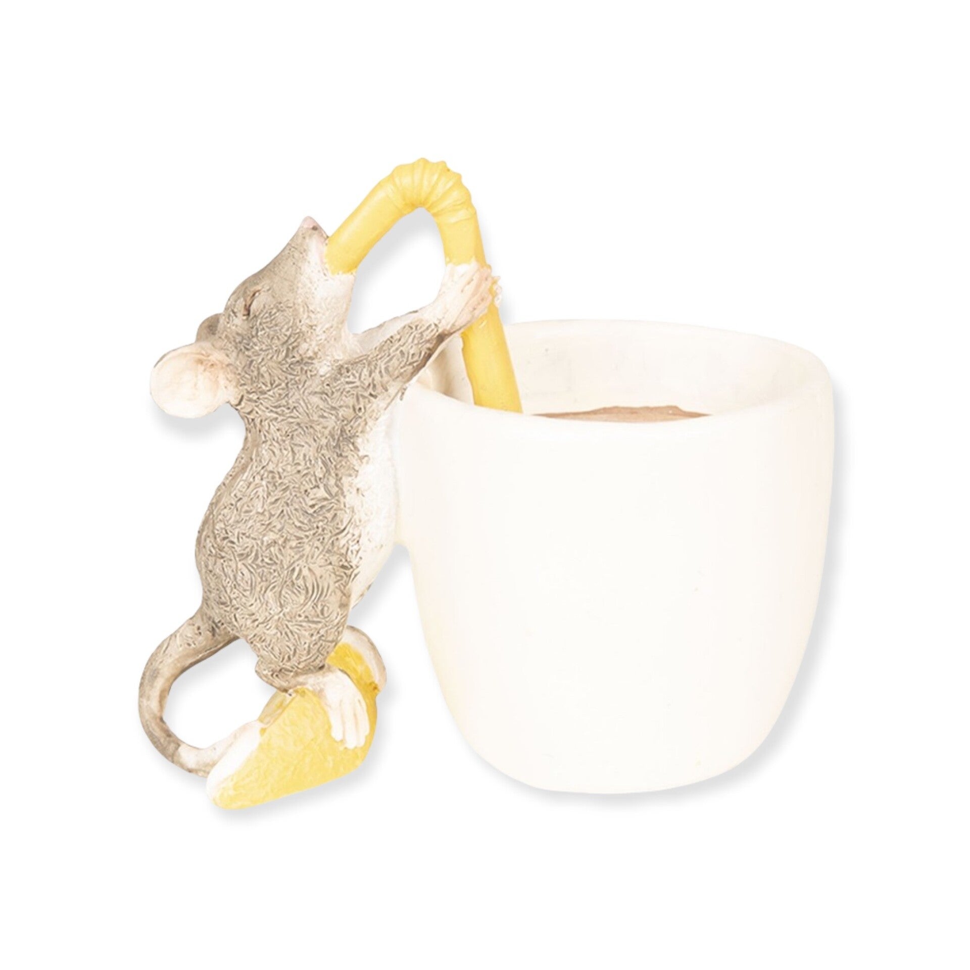 Decoratief beeldje van drinkende muis
