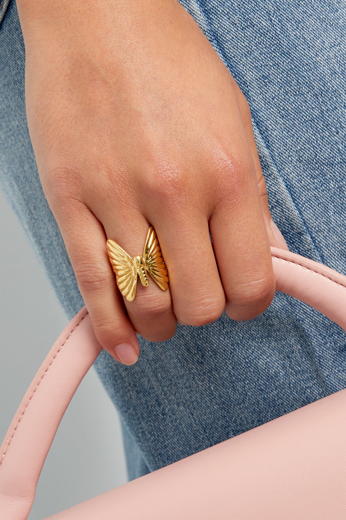 Ring | Vlinder | Goud | Stainless Steel | Onesize | Verstelbaar