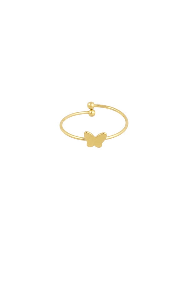 Ring | Vlinder | Goud | Stainless Steel | Onesize | Verstelbaar