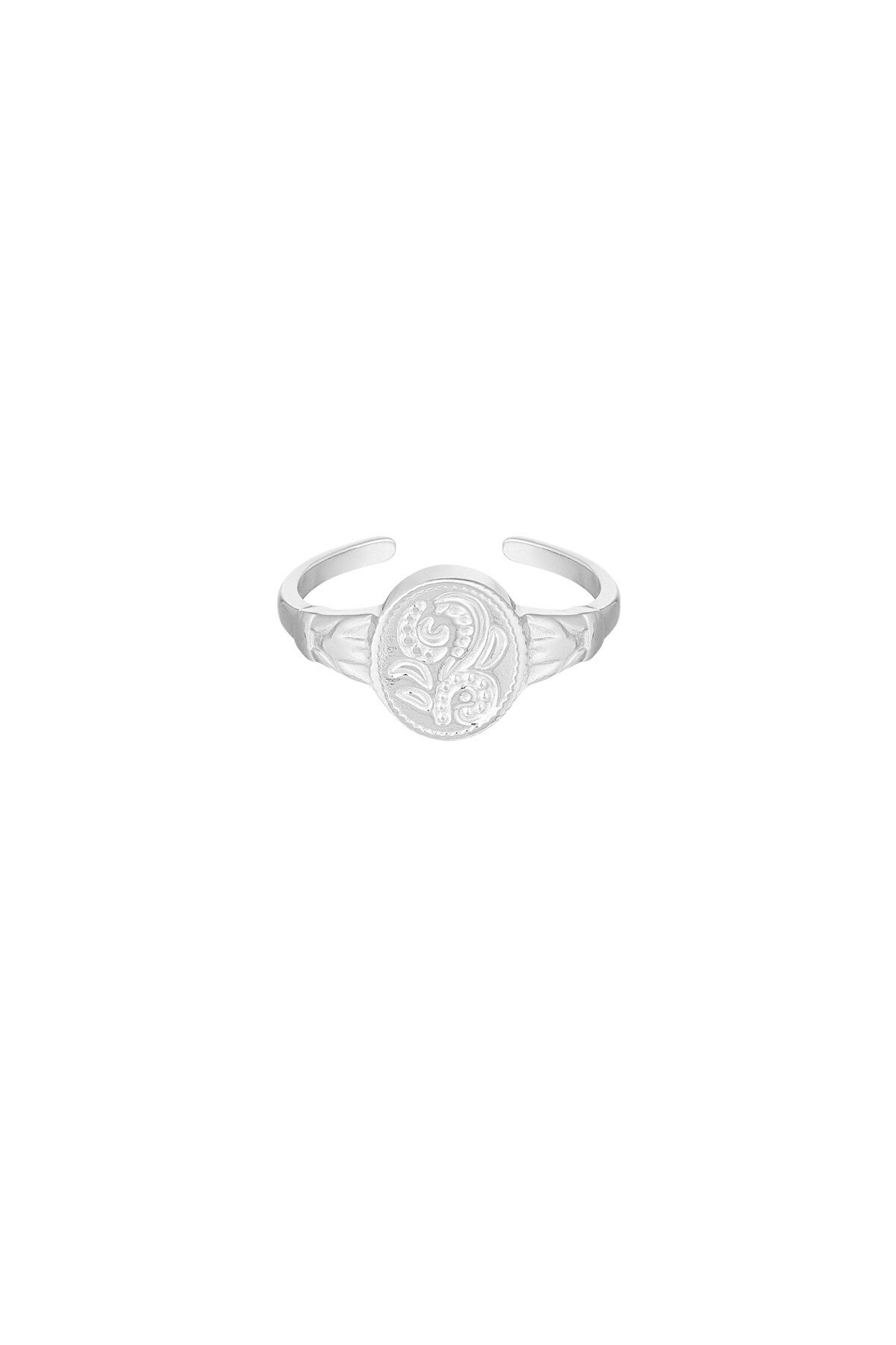 Zilveren Bloem Ring – Verstelbare Stainless Steel Ring