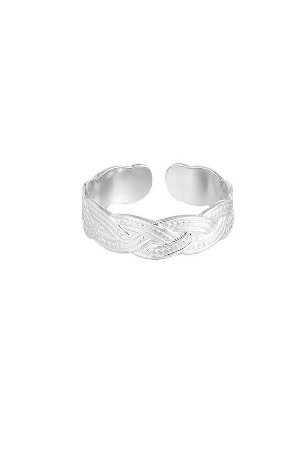 Zilveren Gevlochten Ring – Stainless Steel Verstelbare Ring