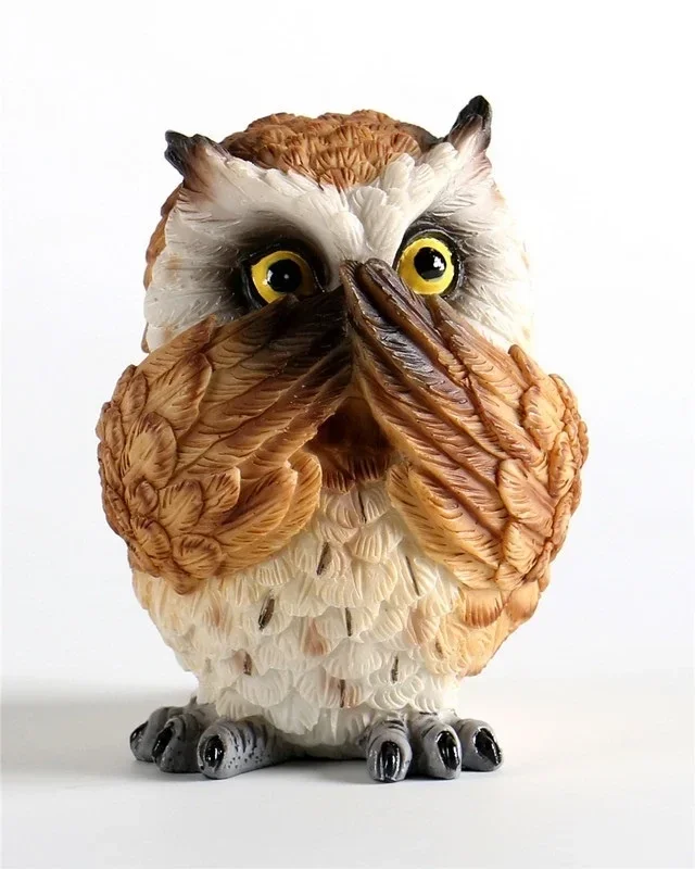 Beelden | Uil | Bruin | Horen, Zien & Zwijgen | 8x9x10cm | Polyresin | Set van 3