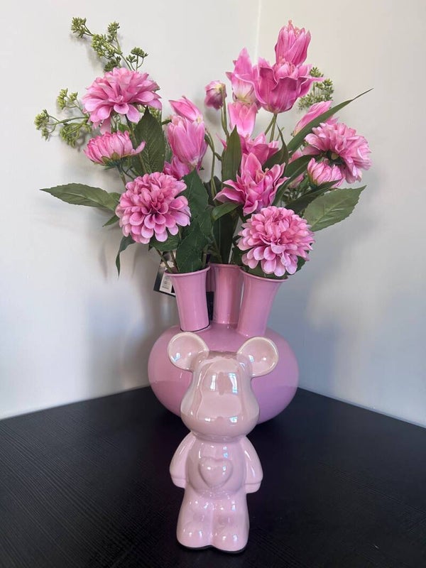 Roze Keramische Beer - Luxe Dierenbeeldje