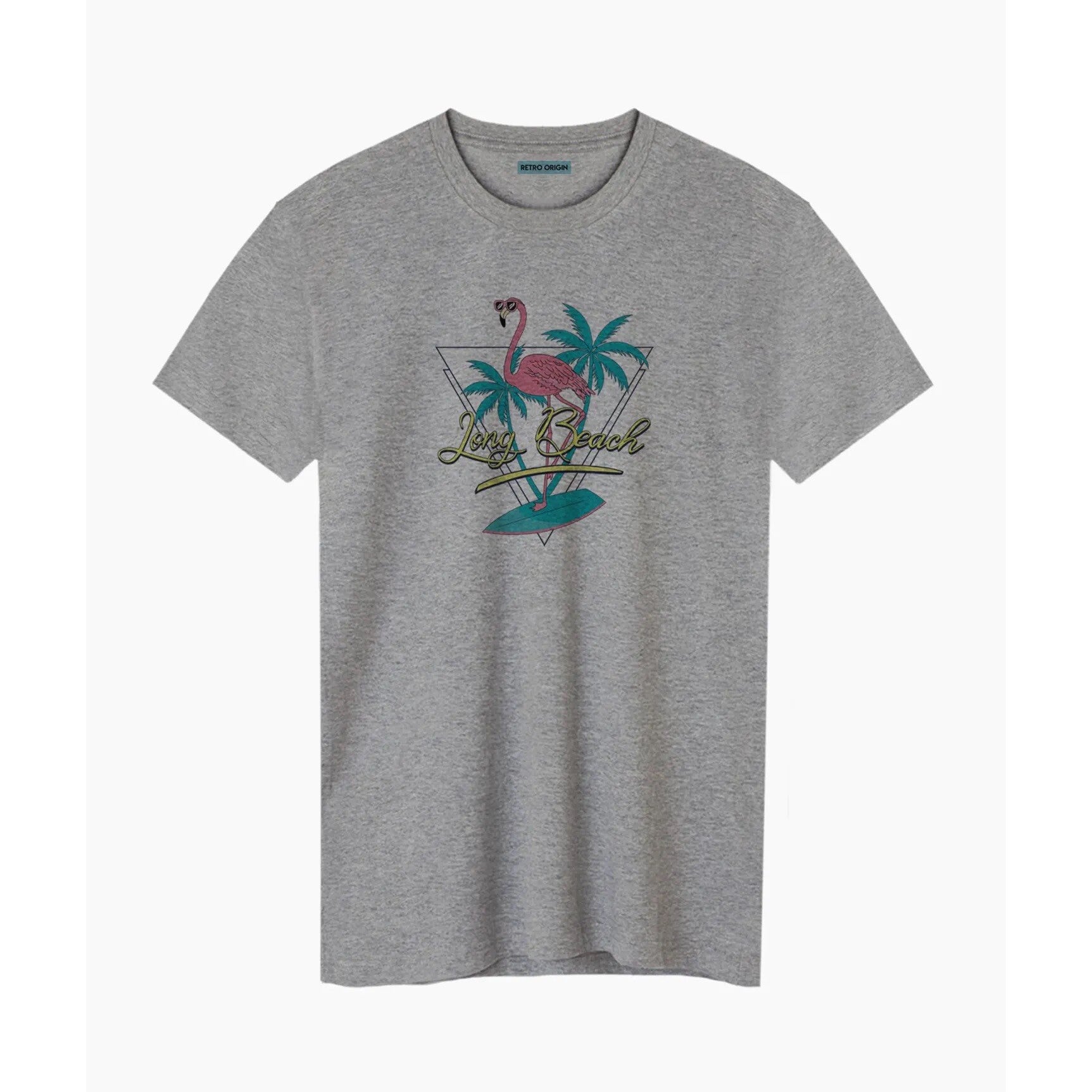 Flamingo T-shirt grijs unisex