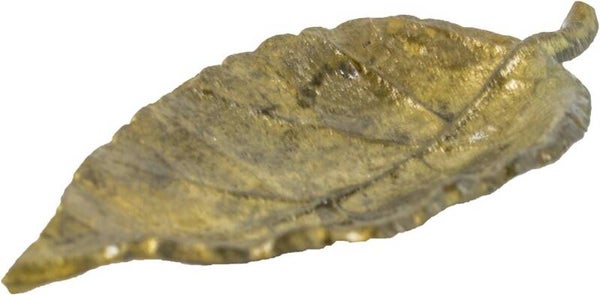 Schaaltje voor amberblokje bladvorm goud