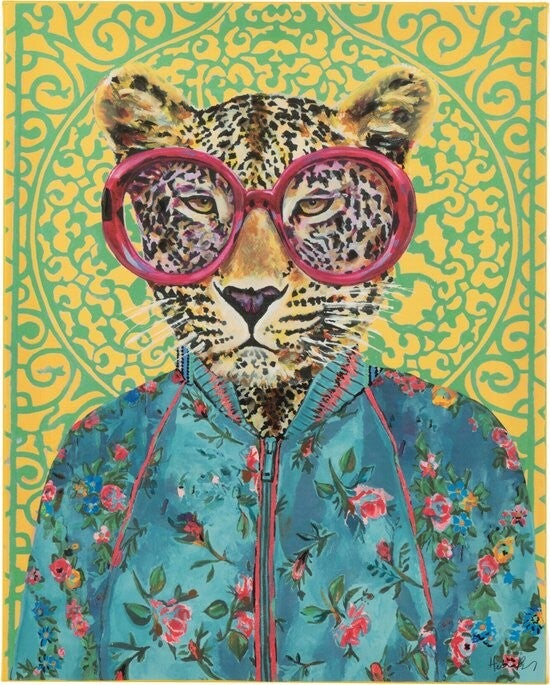 Canvas Luipaard met Bril – Kleurrijk & Stijlvol