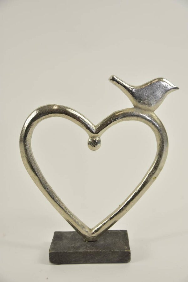 Beeld | Ornament | Vogel | Hart | Zilver | Aluminium | 18x5x23cm