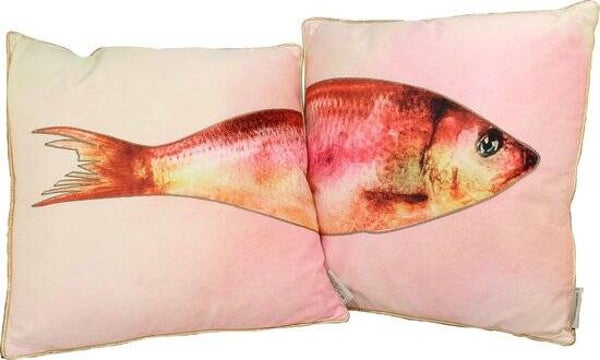 Sierkussen vis in roze (set van twee)