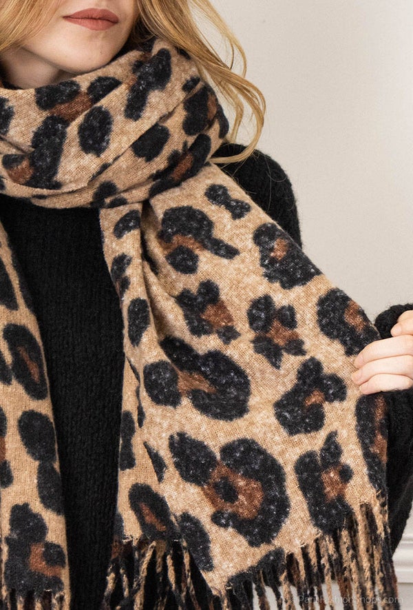 Sjaal luipaardprint beige