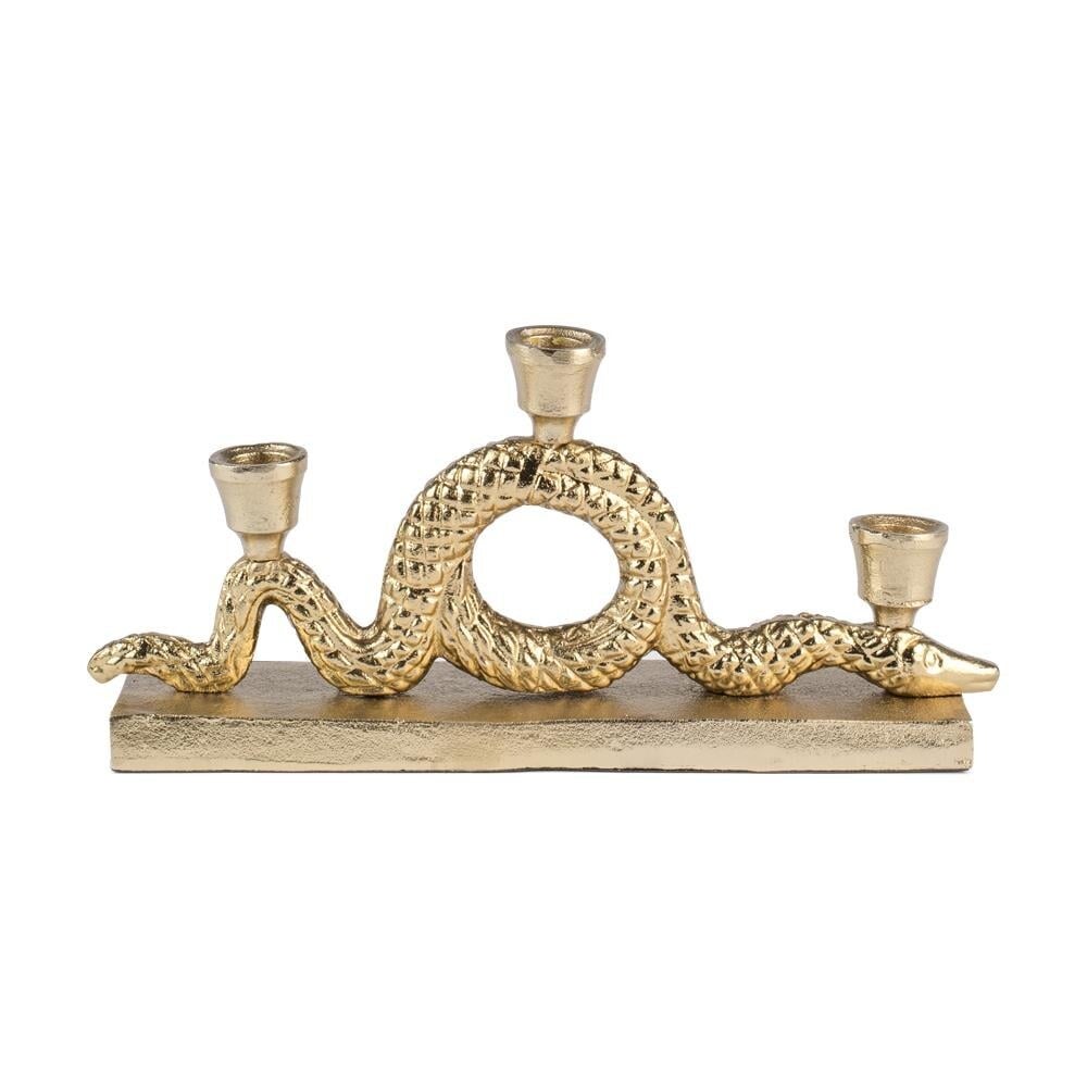 Kandelaar | Slang | Python | Goud | Aluminium | 32x7x15cm