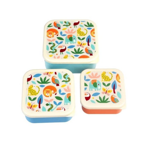 Snackdoosjes 'Wild Wonders' met diverse jungle dieren (set van 3)