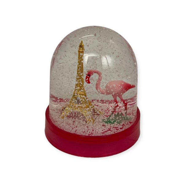 Sneeuwbol flamingo & eiffeltoren