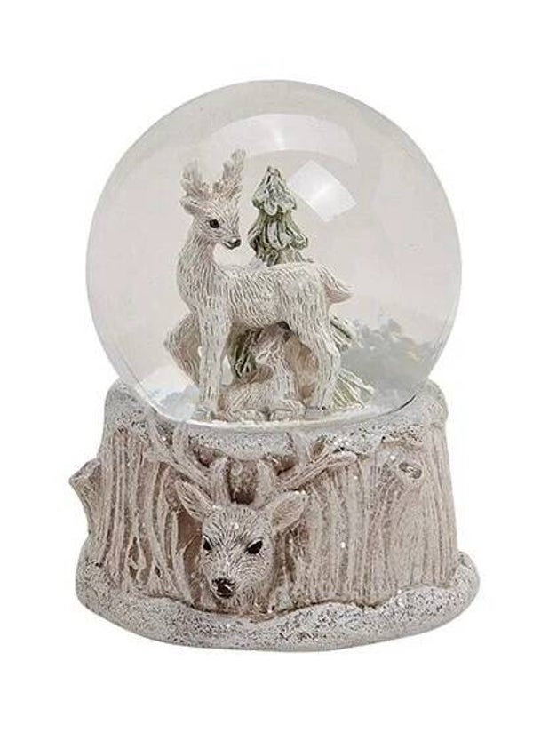 Sneeuwbol hert en kerstboom zilver