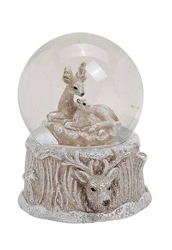 Sneeuwbol | Hert | Hertenjong | Zilver | Glas | 6x8x6cm
