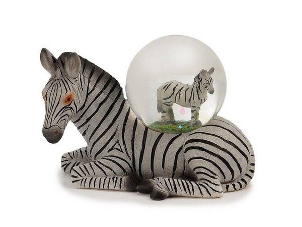 Zebra Beeld met Sneeuwbol – Magische Savanne Decoratie