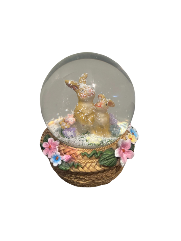 Sneeuwbol | Paashaas met kind | Konijn | Bloemen | Mandje bloemen | Paasdecoratie | Gebr. Wurm | Ø7x9cm