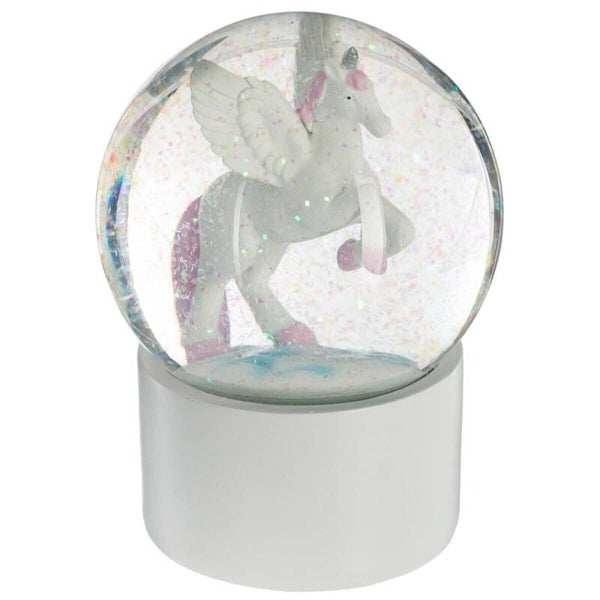 Sneeuwbol | Eenhoorn | Unicorn | Wit, roze | Polyresin, glas | Ø10x13,5cm