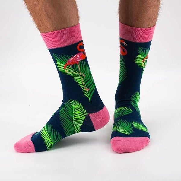 Sokken flamingo donkerblauw