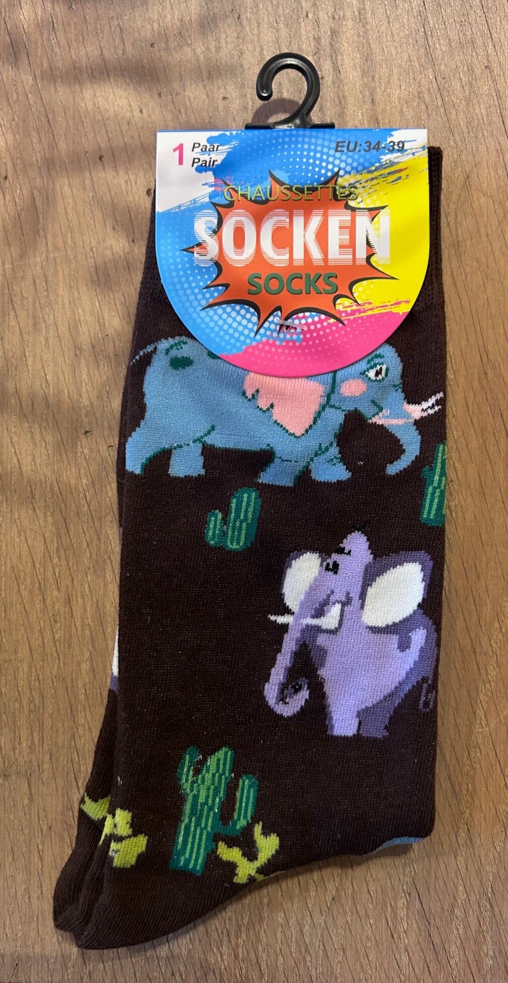 Vrolijke Olifantensokken – Dierenprint Sokken Maat 34-39