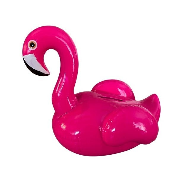 Spaarpot | Flamingo | Floating | Donker roze | Gebr. Wurm | Keramiek | 17x12x16cm