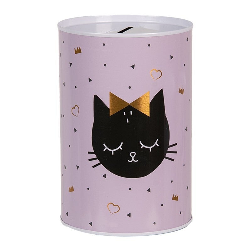 Spaarpot | Kat | Roze | Blik | Clayre & Eef | Ø 10x15 cm