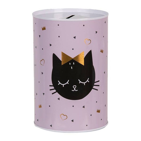 Spaarpot | Kat | Roze | Blik | Clayre & Eef | Ø 10x15 cm