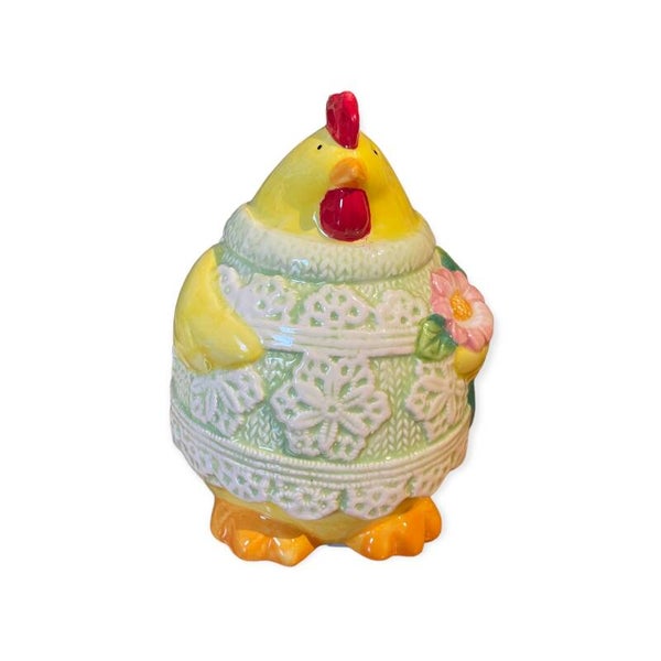 Spaarpot | Kip | Bloemen | Keramiek | 15cm